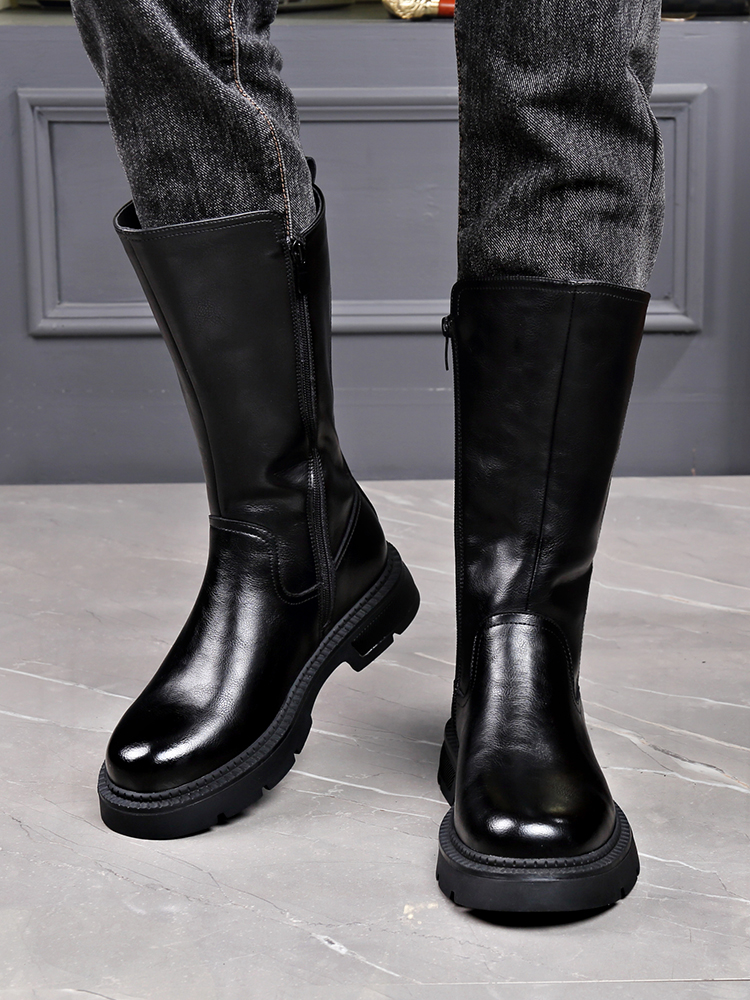 Leather Work Youtube - Men's Long Tube Boots High Top