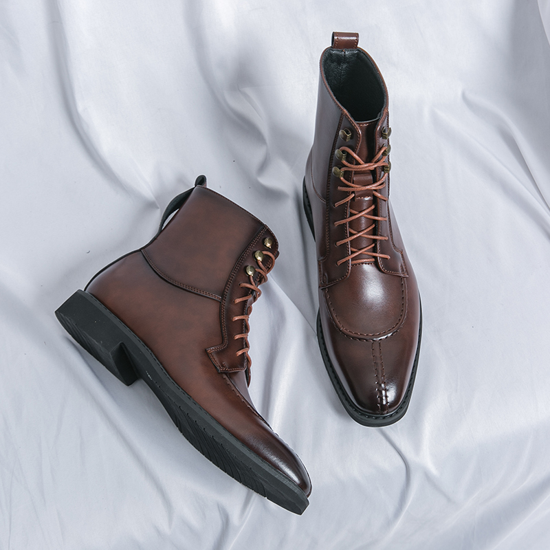 Leather Work Boots - 2026 New Men's Pointed Brown Black