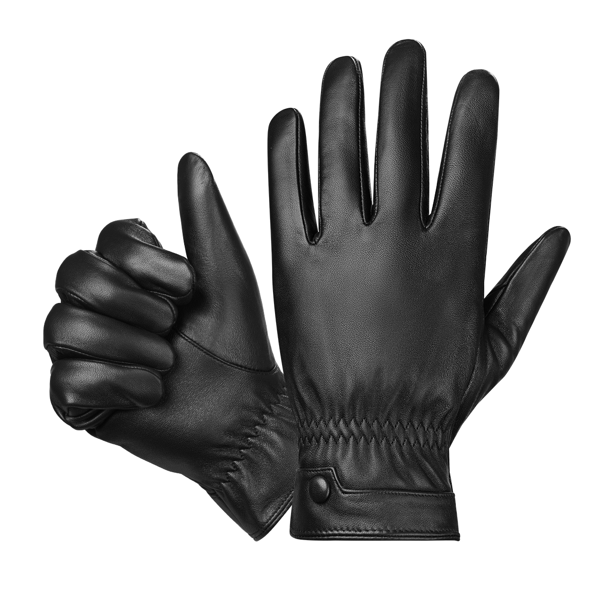 Leather Work Winter Gloves - BISON DENIM Genuine Sheepskin Leather Men