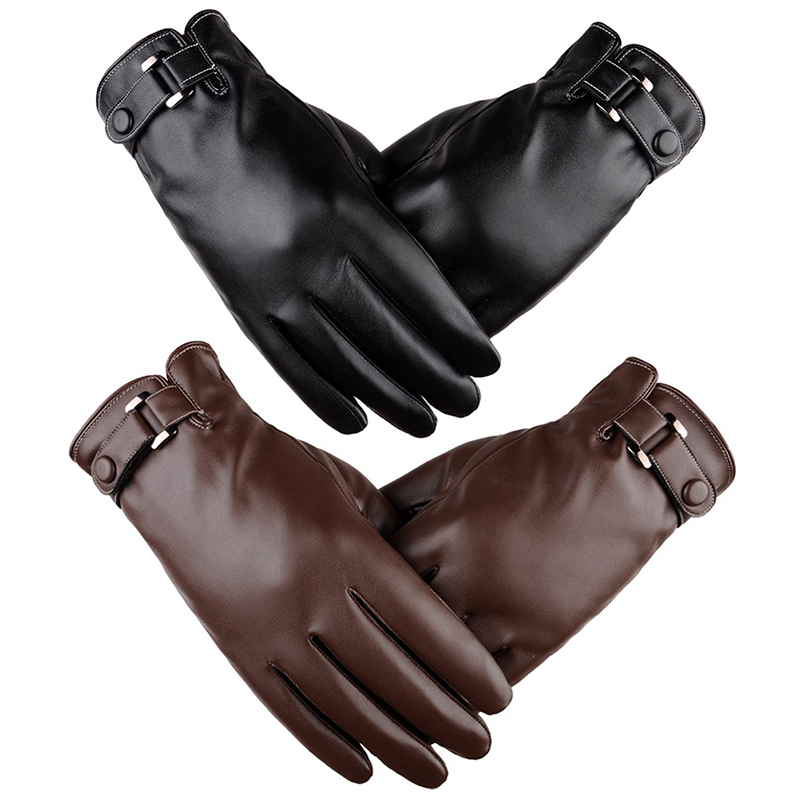 Leather Work Winter Gloves - Cycling Pu Leather Gloves Windproof Waterproof