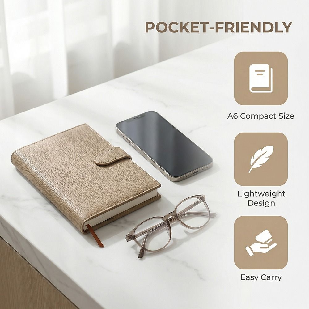Leatherwork Books - Creative Litchi Leather Portable Notebook Thickened