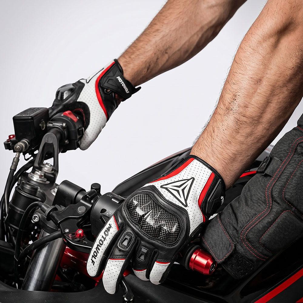 Leather Work Winter Gloves - Motowolf Heat Genuine Leather Carbon Motorcycle