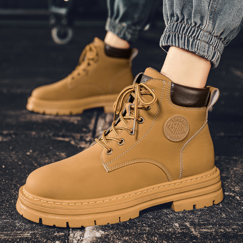 Leather Work Boots - Men's High Top Boots Outdoor Work