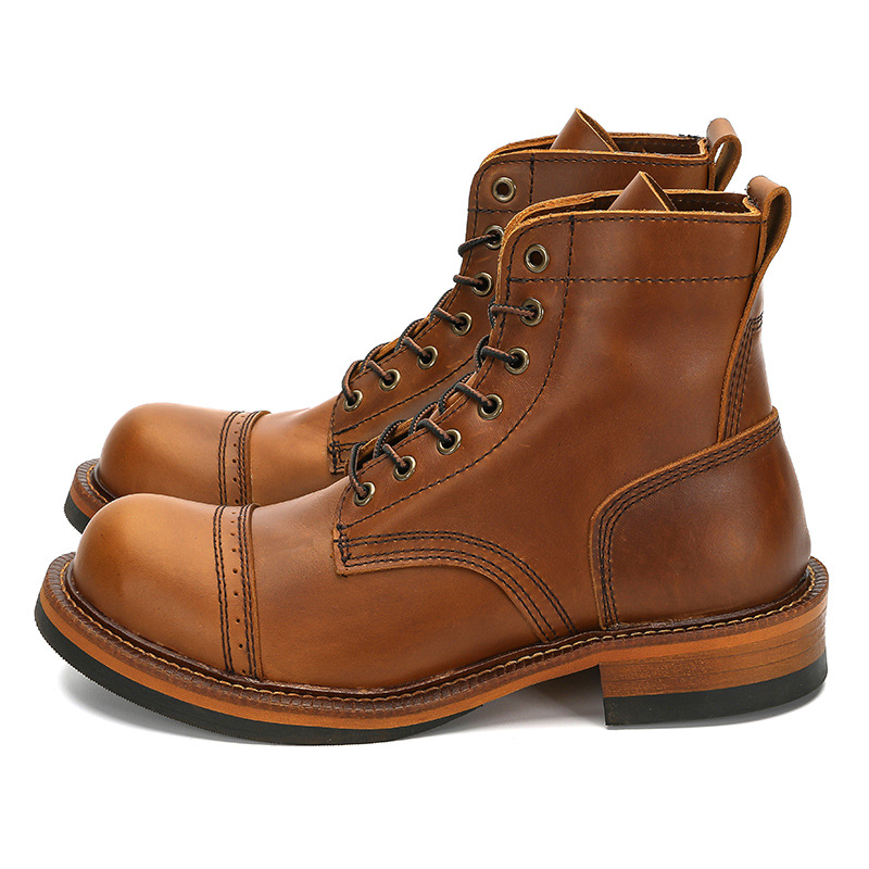 Leatherwork Craft - Men's Genuine Leather Motorcycle Boots Leisure