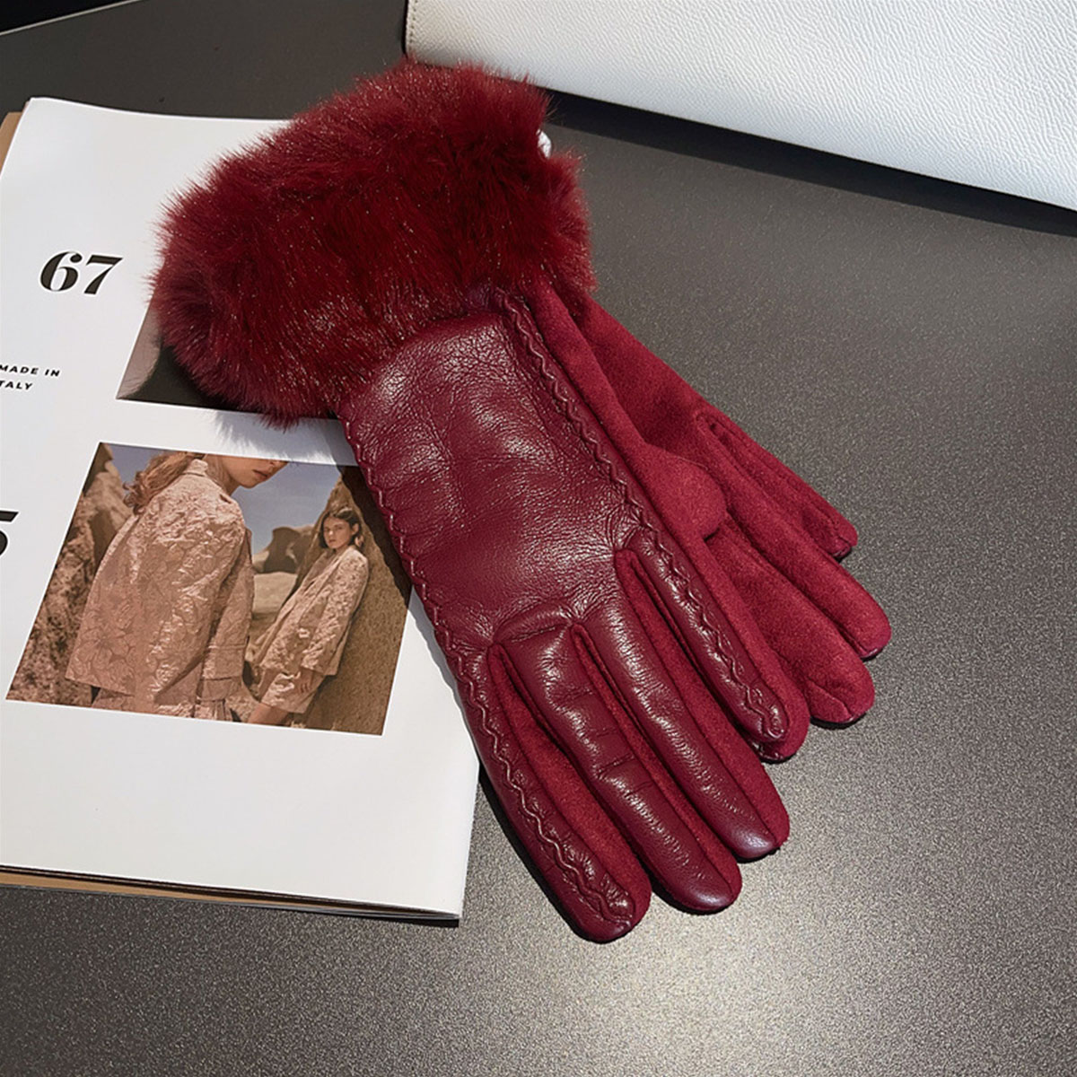 Leather Work Winter Gloves - Women's Winter Luxury PU Leather Gloves