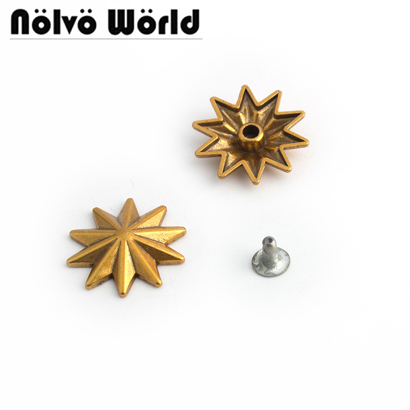 Leatherwork Flowers - 10-50-200pcs 20mm Old Gold Metal Studs