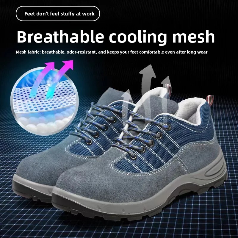 Leatherwork Flowers - Mesh Breathable Work Safety Shoes Anti-penetration