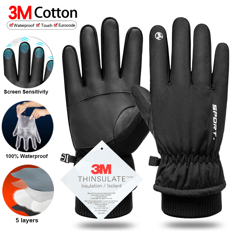 Leather Work Winter Gloves - Thermal Winter Cycling Ski Gloves Outdoor