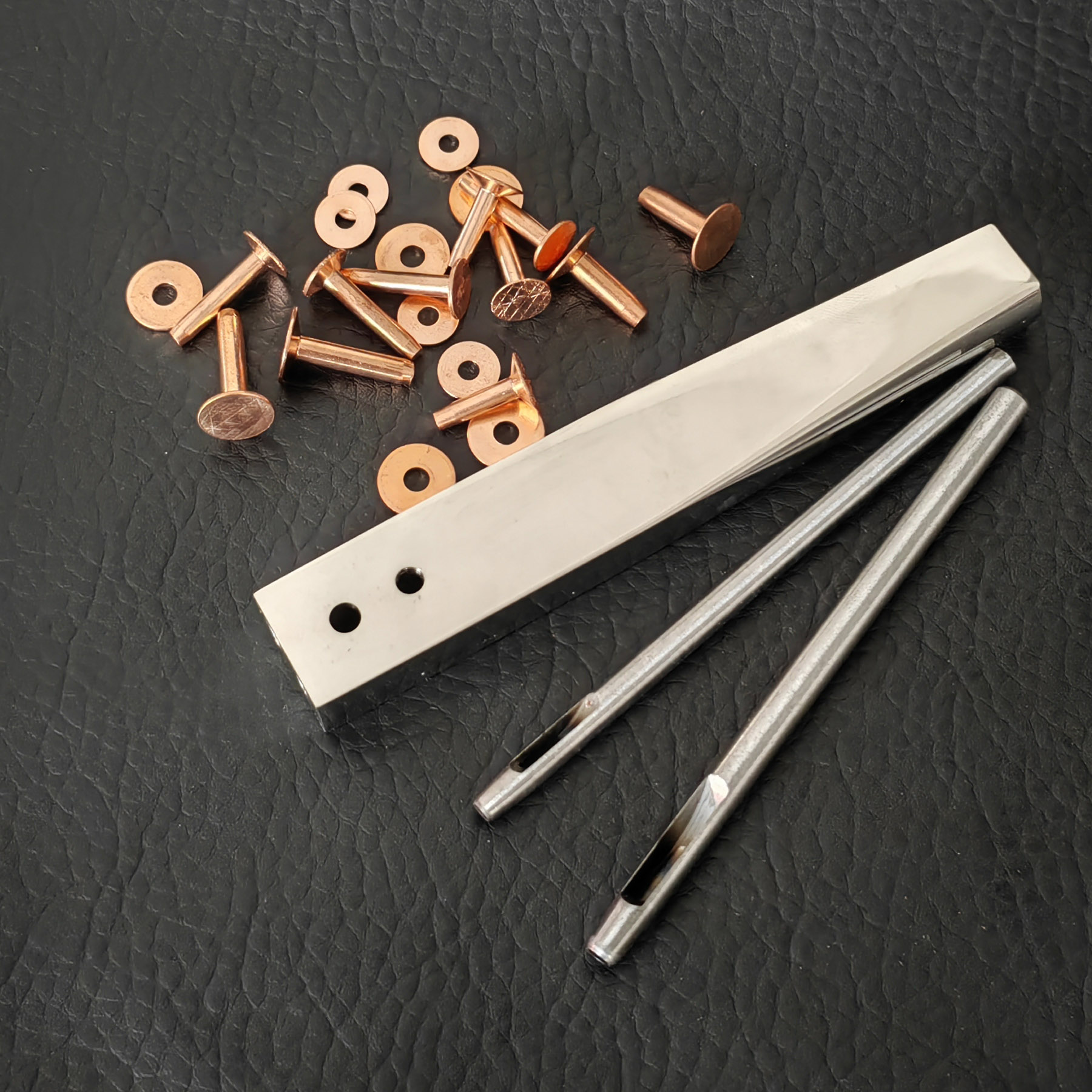 Leatherwork Punch - Copper Rivets and Burrs #9 and
