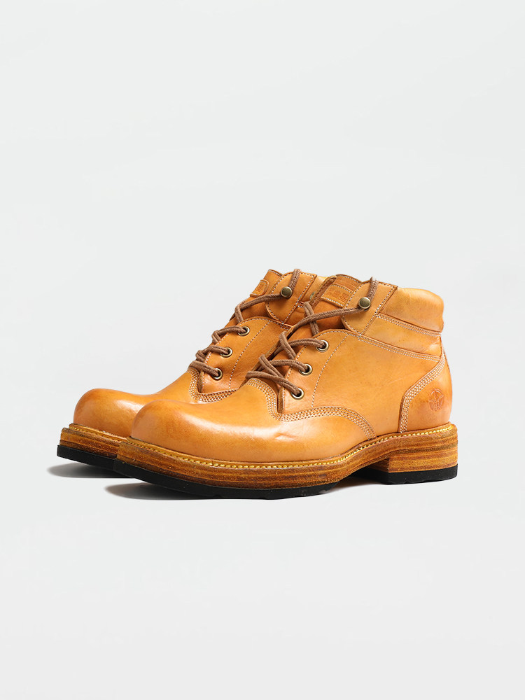 Leather Work Boots - British Vintage Men Motorcycle Boots Handcrafted