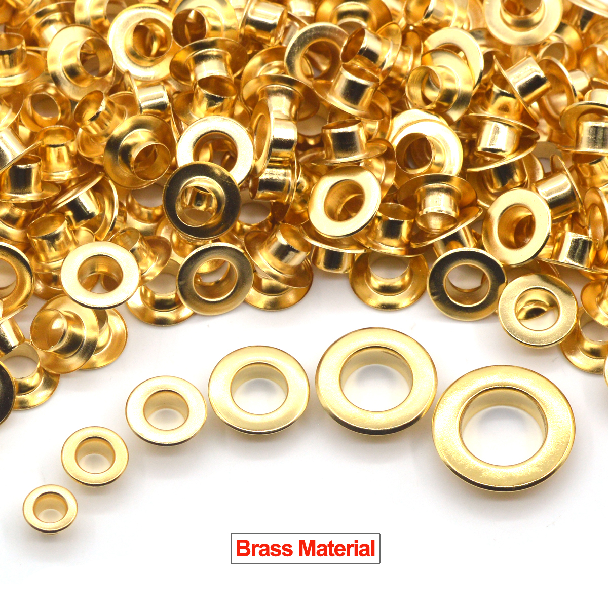 Leatherwork Eyelets - KALASO Gold Color Brass Material Flat