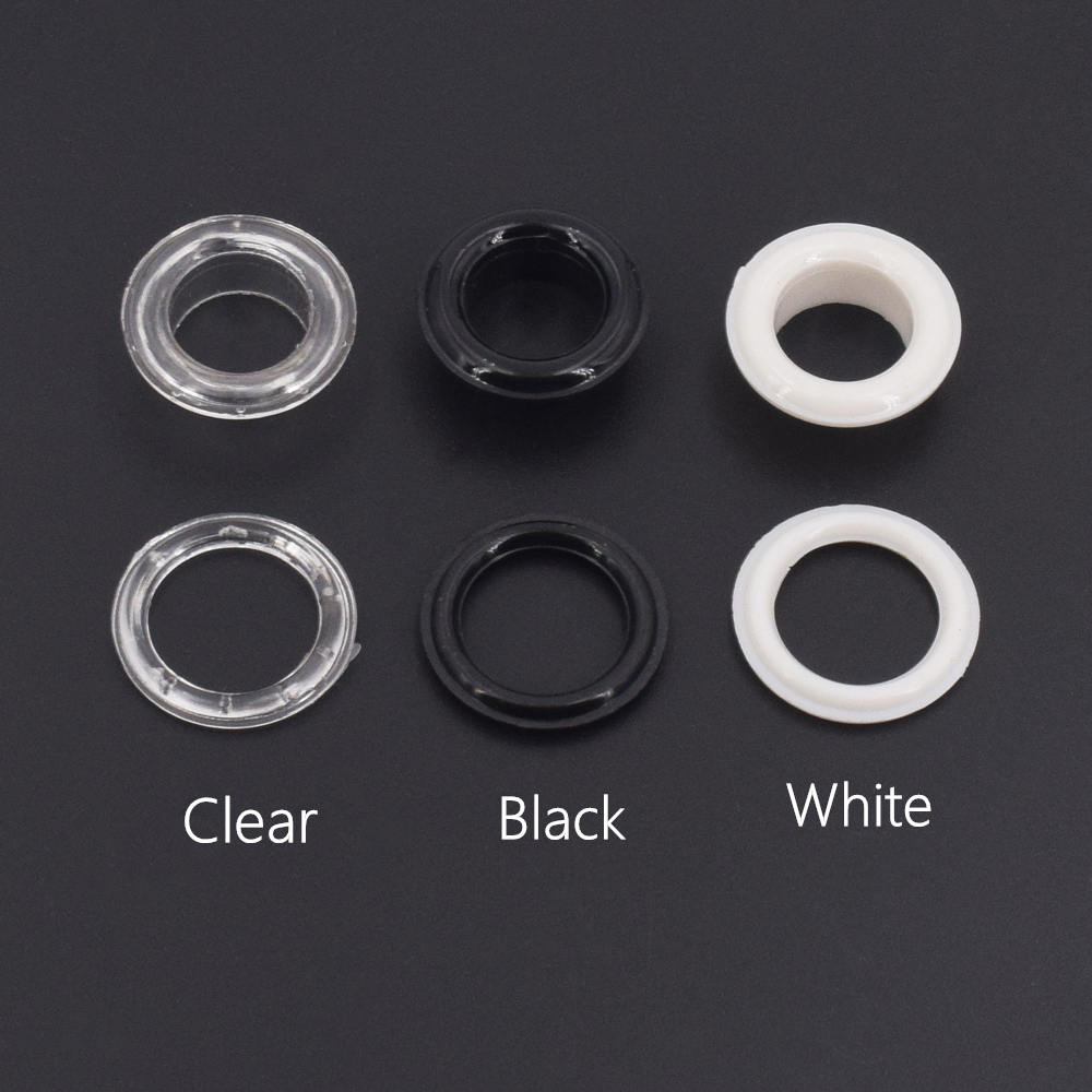 Leatherwork Eyelets - 100 Sets White Clear Black Plastic