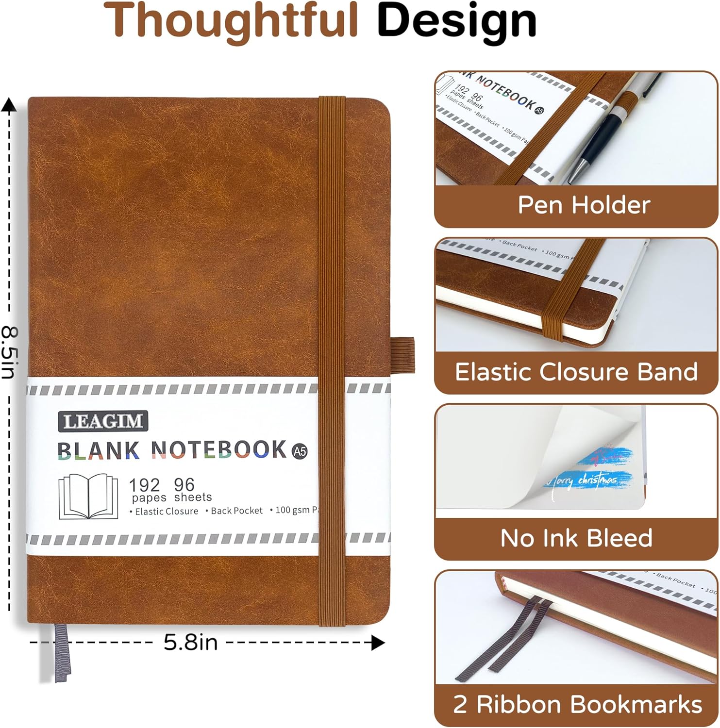 A5 Blank Journal Notebook 192  - Leatherwork Books recensione e prezzo