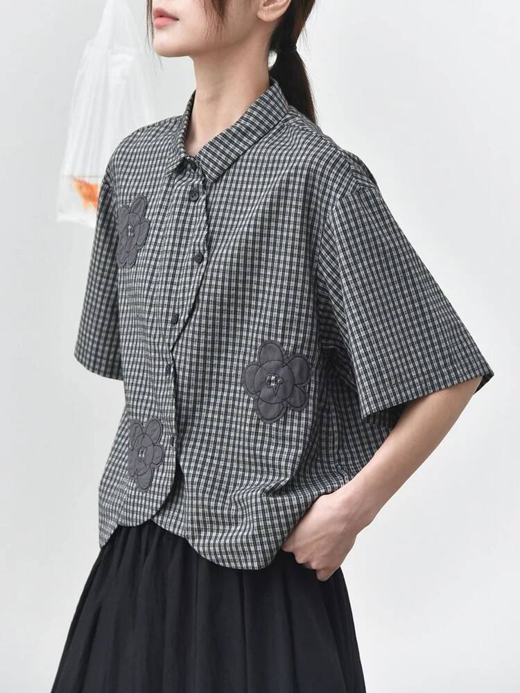 Green Plaid Women Flower Patch - Leatherwork Flowers recensione e prezzo