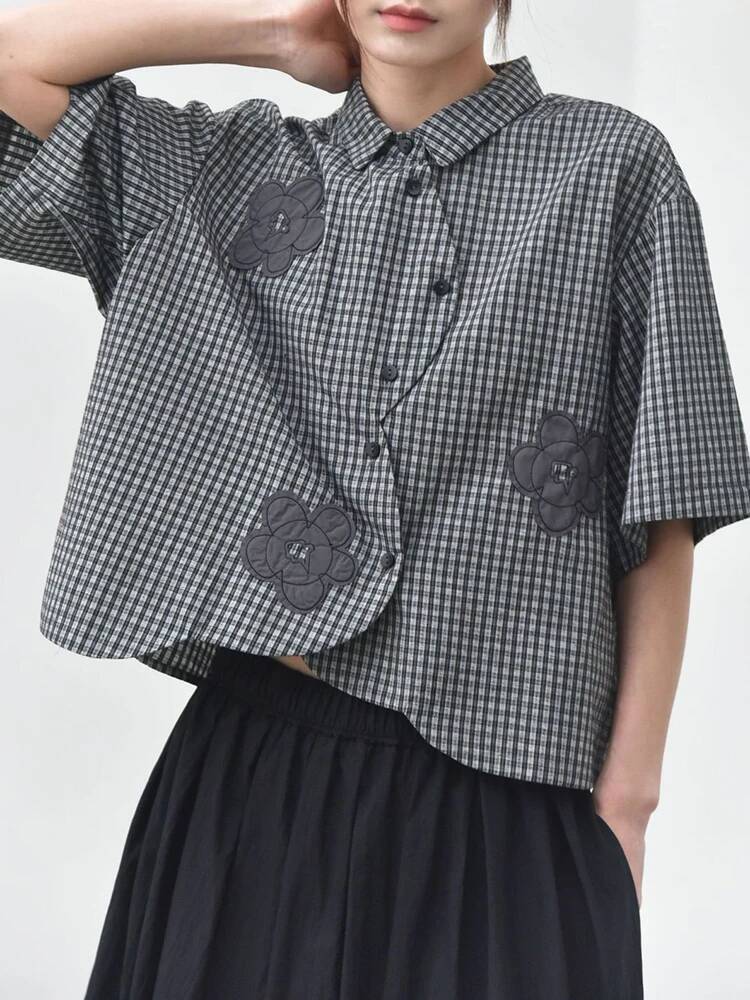 Green Plaid Women Flower Patch - Leatherwork Flowers recensione e prezzo