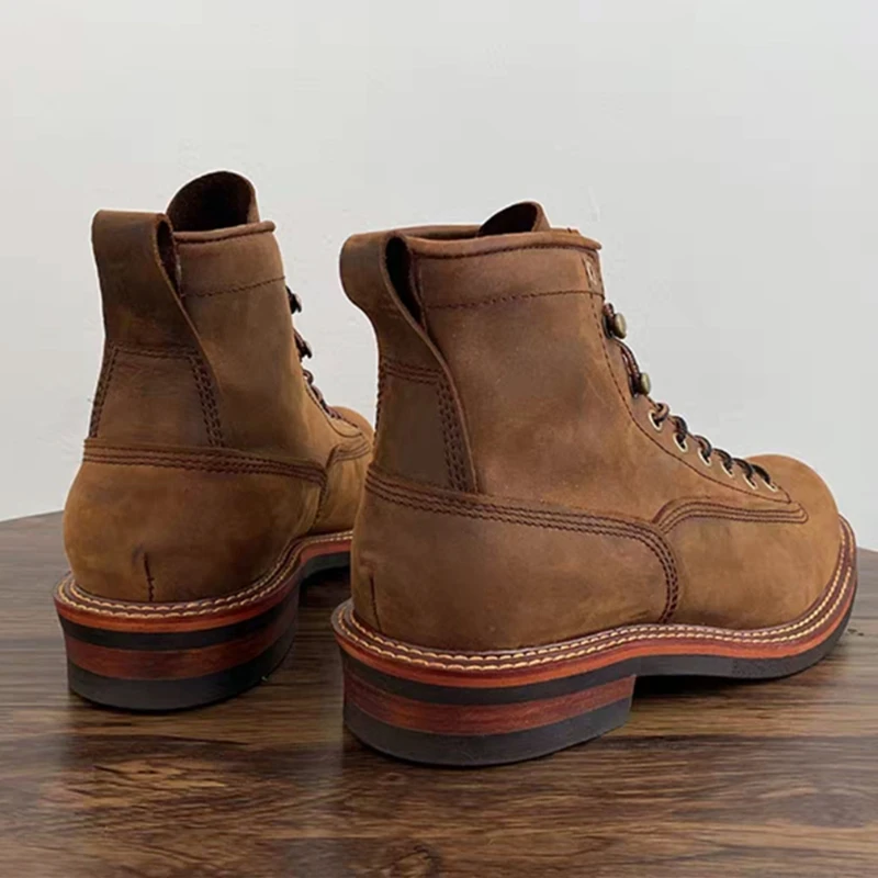 Vintage British Men Ankle Boot - Leather Work Boots recensione e prezzo
