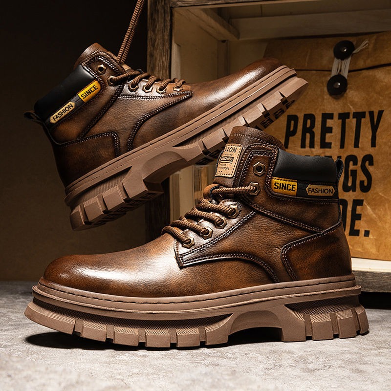 Vintage Men Platform Ankle Boo - Leather Work Boots recensione e prezzo