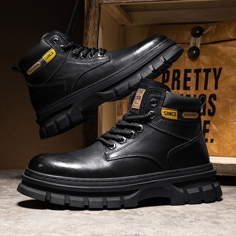 Vintage Men Platform Ankle Boo - Leather Work Boots recensione e prezzo