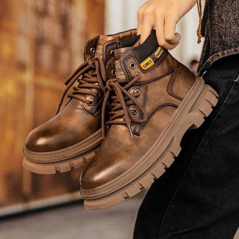 Vintage Men Platform Ankle Boo - Leather Work Boots recensione e prezzo