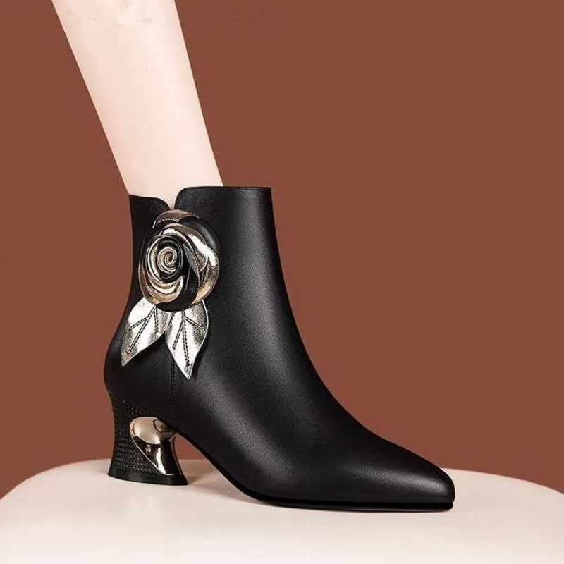 Autumn Winter Booties Leather  - Leatherwork Flowers recensione e prezzo