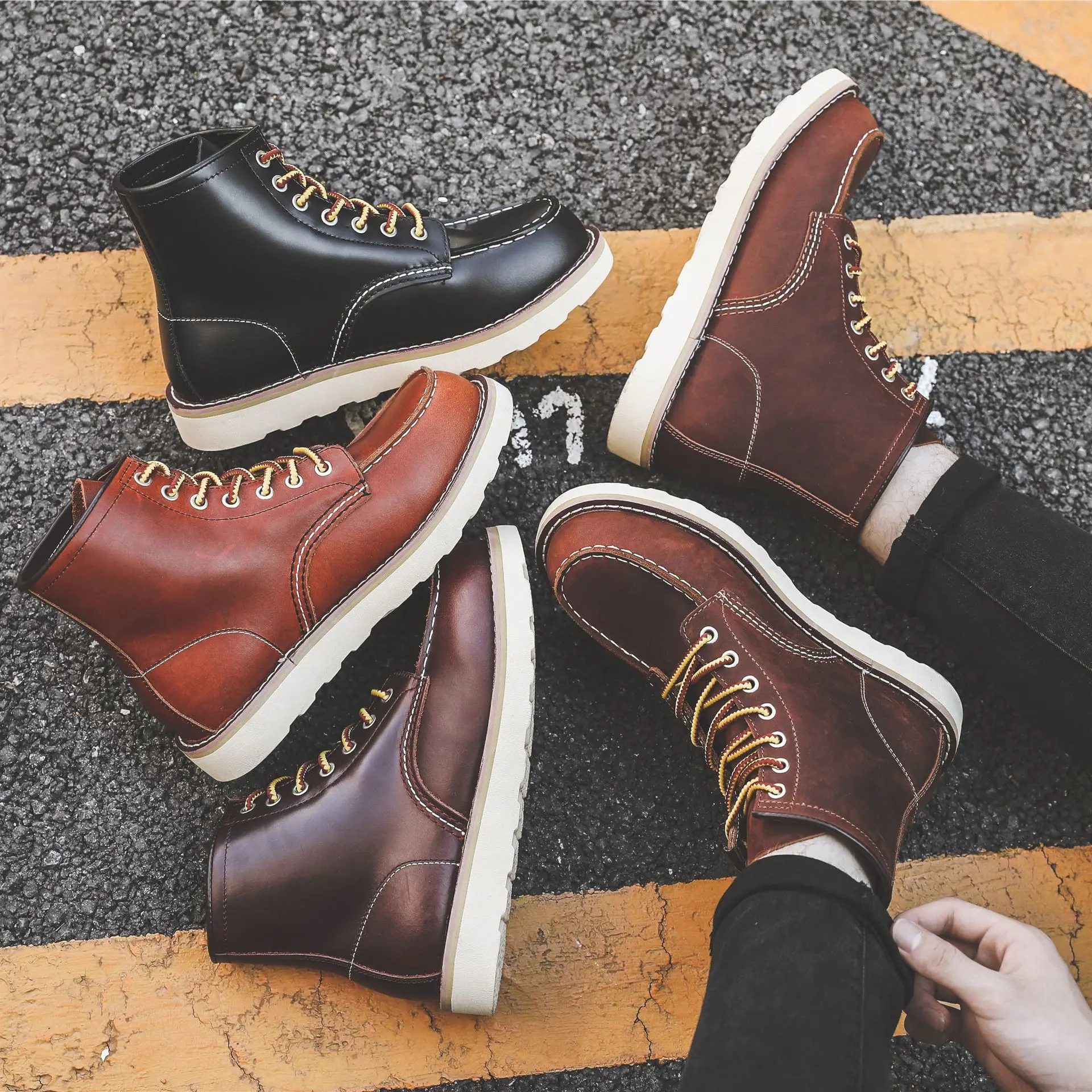 Men Spring Winter Casual Shoes - Leather Work Boots recensione e prezzo