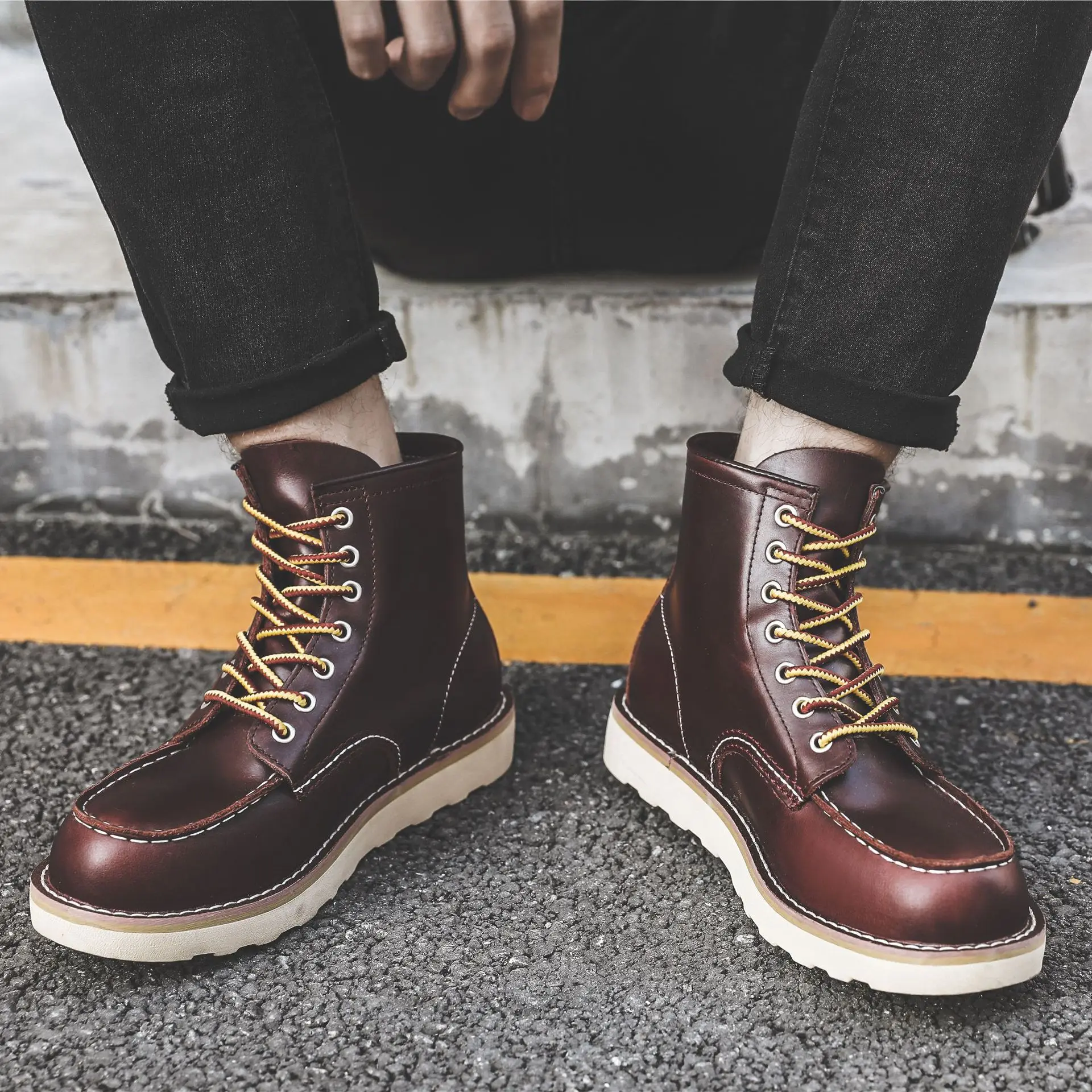 Men Spring Winter Casual Shoes - Leather Work Boots recensione e prezzo