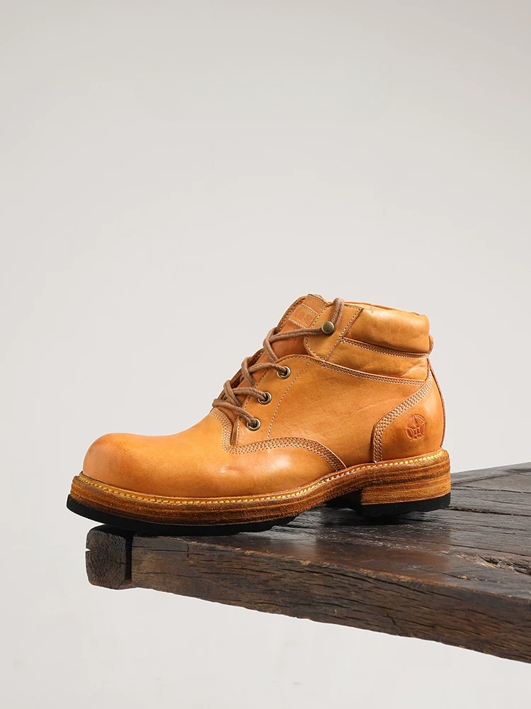 British Vintage Men Motorcycle - Leather Work Boots recensione e prezzo